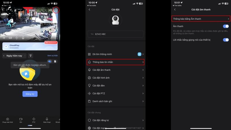 Bật báo động trên camera ezviz