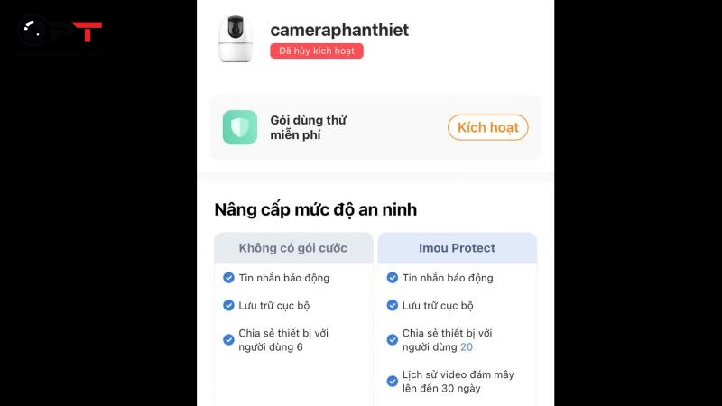 Gói imou protect đã hết hạn